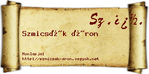 Szmicsák Áron névjegykártya